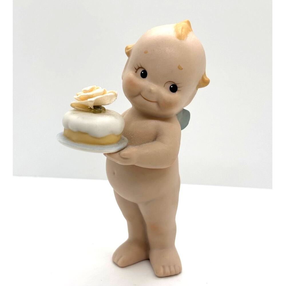VTG 1991 Jesco/Enesco Rose O'Neill Porcelain Kewpie Doll Figurine, Birthday Cake